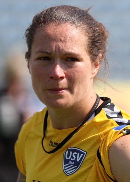 Erin McLeod as seen in a picture taken during a match between FF USV Jena and SC Freiburg at the Frauen-Bundesliga on May 27, 2018