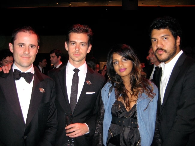 From Left to Right - Twitter-founders Evan Williams and Jack Dorsey, M.I.A., and Benjamin Bronfman