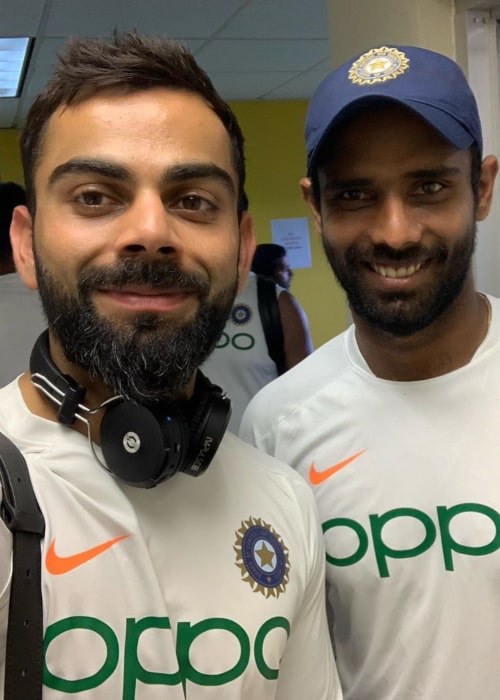 Hanuma Vihari with Indian cricketer Virat Kohli, as seen in September 2019