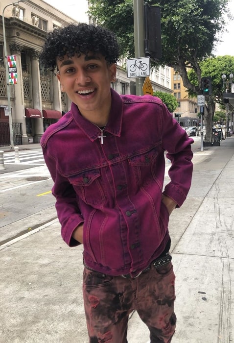 Jaden Delarosa as seen while smiling for a picture at Downtown Los Angeles in California, United States in May 2019