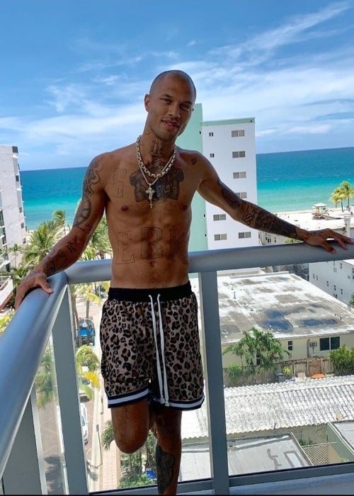 Jeremy Meeks as seen while posing shirtless for the camera at Costa Hollywood Beach Resort in Hollywood, Florida in July 2019