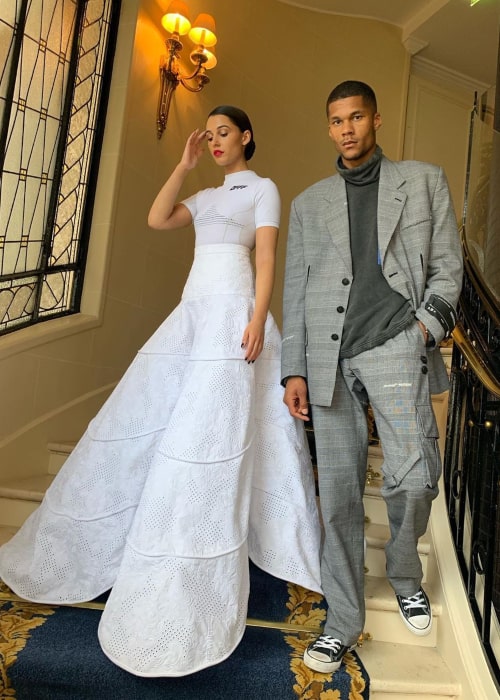 Jordan Spence with his wife Naomi Scott in Paris, in May 2019