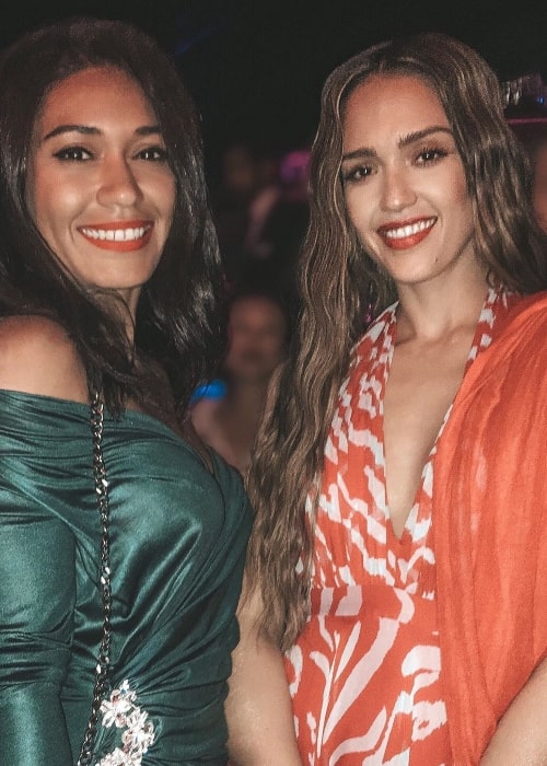 Joséphine Jobert (Left) smiling in a picture alongside Jessica Alba in Monte-Carlo, Monaco in June 2019