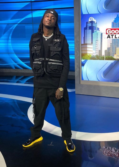 K Camp on the sets of a TV News show in February 2020