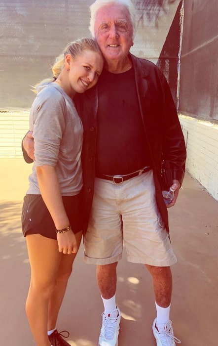 Katherine Sebov with her coach Robert Lansdorp, as seen in September 2018