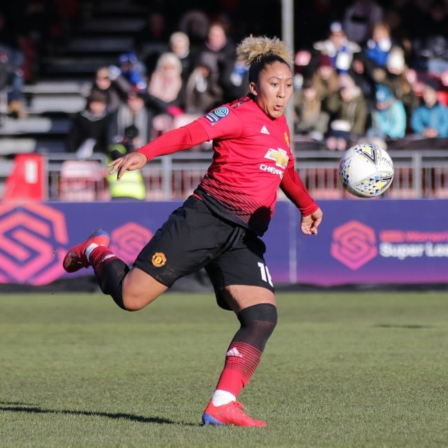 Lauren James as seen in a picture taken while playing for Manchester United Women Football Club against Brighton & Hove Albion WFC in February 2019