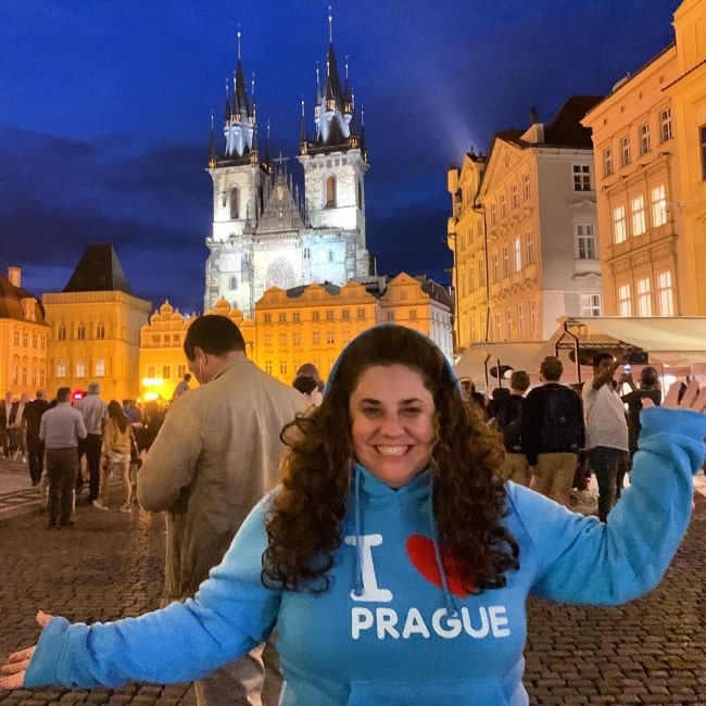 Marissa Jaret Winokur smiling in a picture taken during her time in Prague, Czech Republic in July 2019