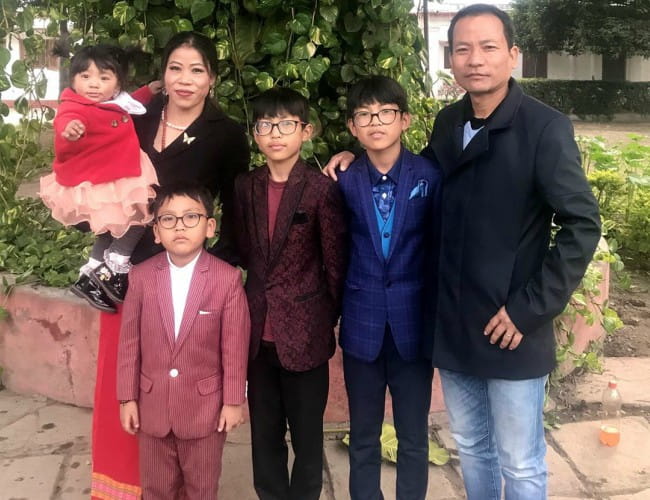 Mary Kom with her family as seen in January 2020