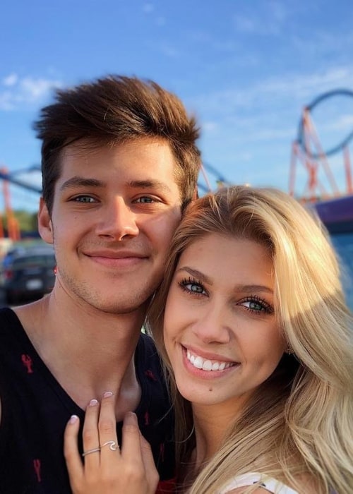 Matt Cornett as seen in a selfie taken with his girlfriend Brookelynn Elizabeth at Six Flags Magic Mountain in April 2019