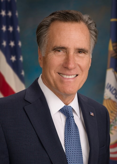 Mitt Romney as seen in his official US Senate portrait in January 2019