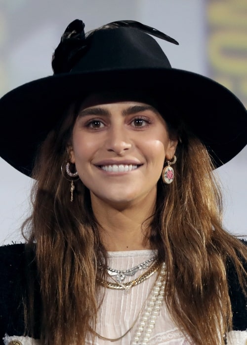 Nadia Hilker as seen while speaking at the 2019 San Diego Comic-Con International in San Diego, California, United States