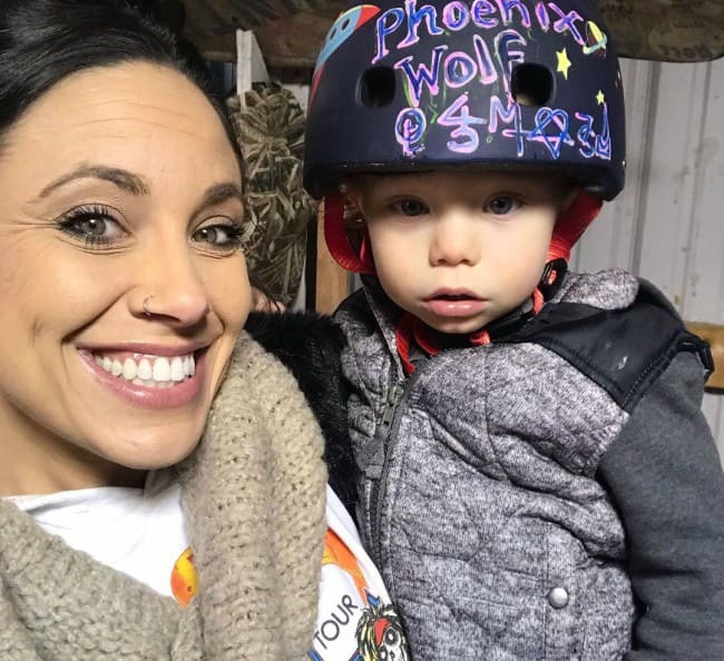 Nicole Boyd with her son as seen in February 2020