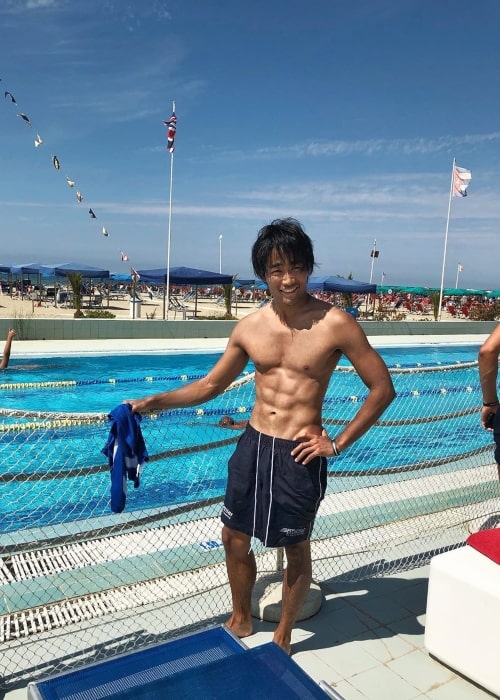 Nobuharu Matsushita as seen in a shirtless picture taken while at the beach in Viareggio, Italy in August 2019