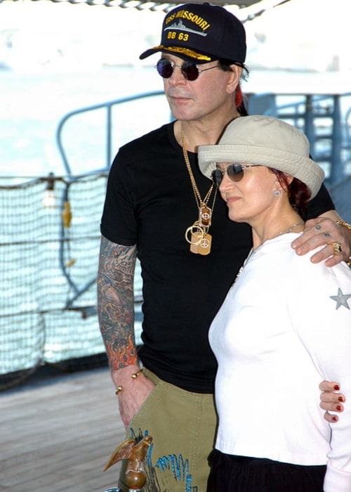 Ozzy Osbourne and his wife Sharon, tour the battleship USS Missouri (BB 63) while filming their MTV show The Osbournes in Pearl Harbor on March 9, 2004