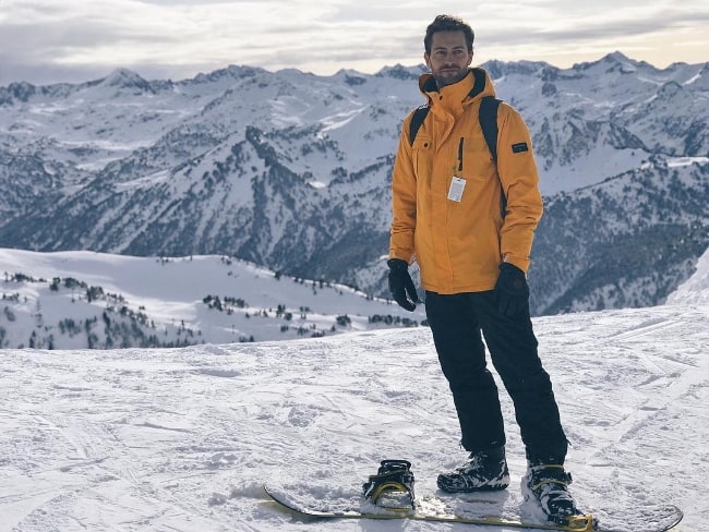 Peter Vives as seen while posing for a picture amidst the snow-covered mountains in Vielha, Val D'aran in January 2018