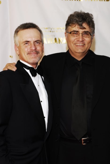 Rob Paulsen (Left) as seen while posing for a picture alongside Maurice LaMarche at the 2006 Annie Awards red carpet at the Alex Theatre in Glendale, California, United States