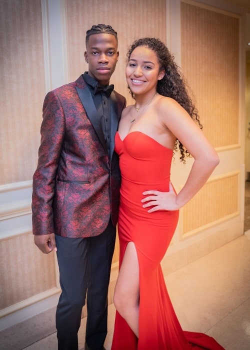 Roshaun Diah as seen while posing for a picture alongside Anaya Rivano dressed-up for prom in January 2020