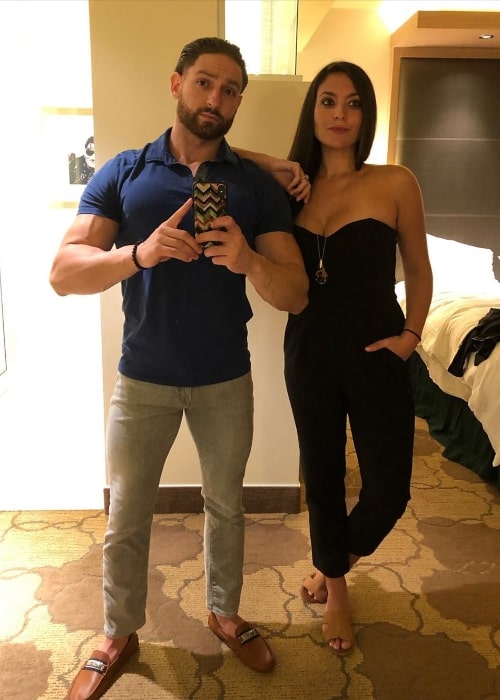 Sammi Giancola posing for a mirror selfie along with Christian Biscardi at Seminole Hard Rock Hotel & Casino, Tampa in December 2019