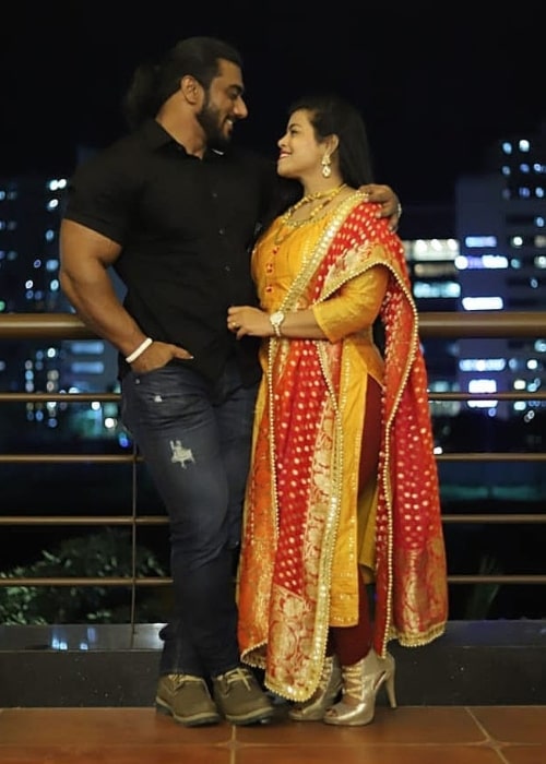 Sangram Chougule as seen in a picture taken with his wife Snehal Sangram Chougule on the day of her birthday in December 2019