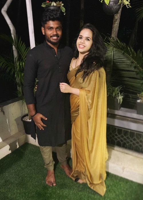 Sanju Samson and Charulatha as seen in October 2019