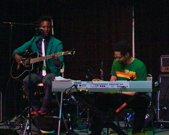 Saul Williams (Left) as seen while playing bass at a live show at SXSW 2008