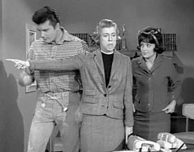 Sharon Tate alongside Max Baer Jr. and Nancy Kulp (Center) as seen in the television series 'The Beverly Hillbillies'