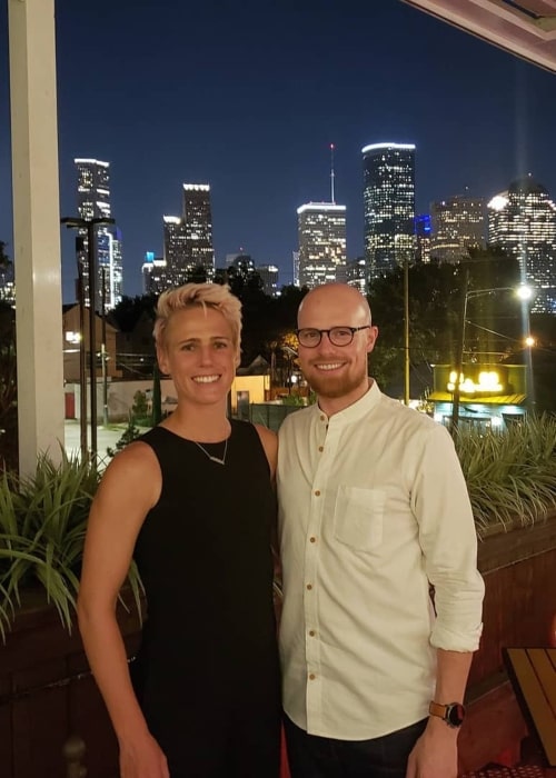 Sophie Schmidt as seen in a picture taken with her husband Nic Kyle at B&B Butchers & Restaurant in July 2019