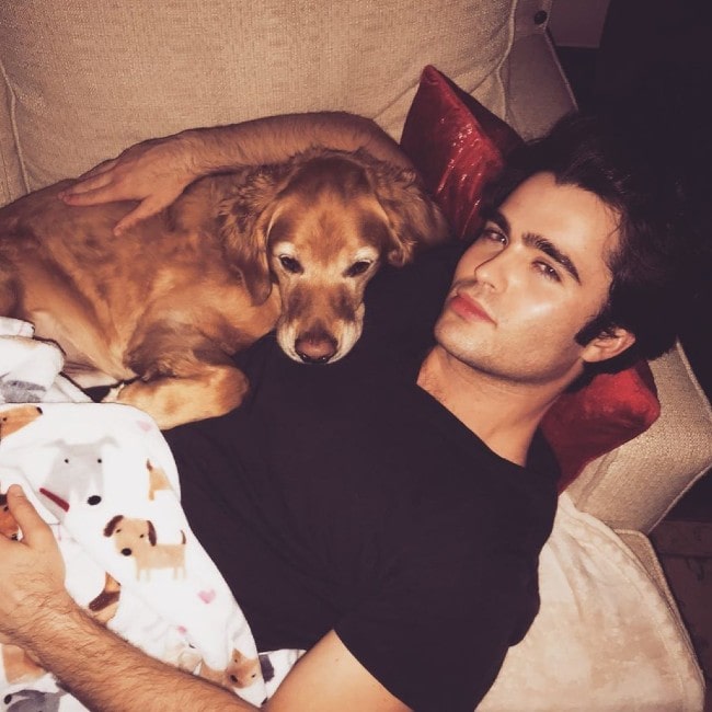 Spencer Boldman with his dog as seen in May 2019
