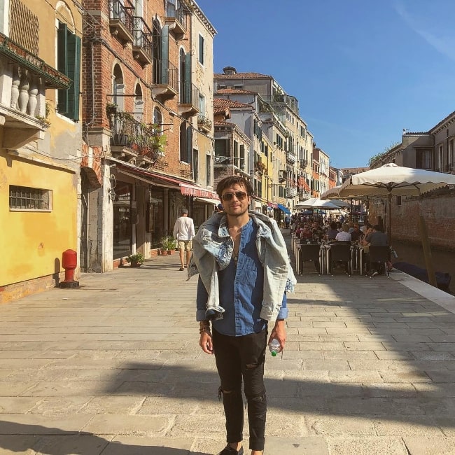 Taylor Gray as seen while posing for a picture in Venice, Italy in 2018