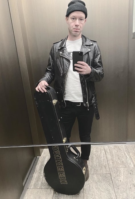 Tom Thacker as seen while taking a mirror selfie in Altstadt, Düsseldorf, Germany in January 2020