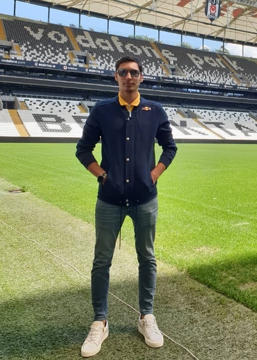 Toprak Razgatlıoğlu as seen while posing for a picture at Beşiktaş Vodafone Park Stadyumu in April 2019
