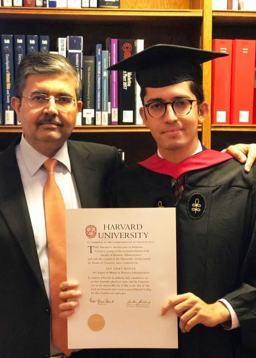 Uday Kotak (Left) with his son as seen in May 2017