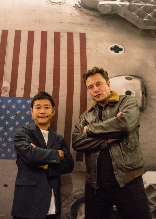 Yusaku Maezawa and Elon Musk as seen in September 2018