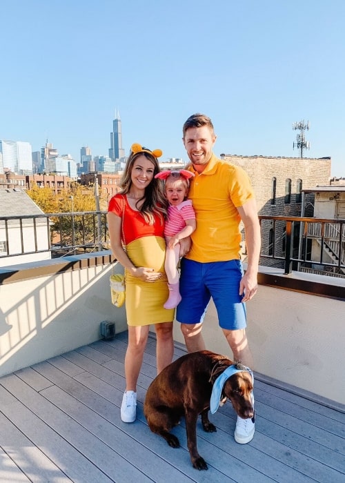 Zack Smith as seen in a picture taken with his wife Brittany Brodziack, daughter Rae Siena Smith, and his dog on the day of Halloween in November 2019