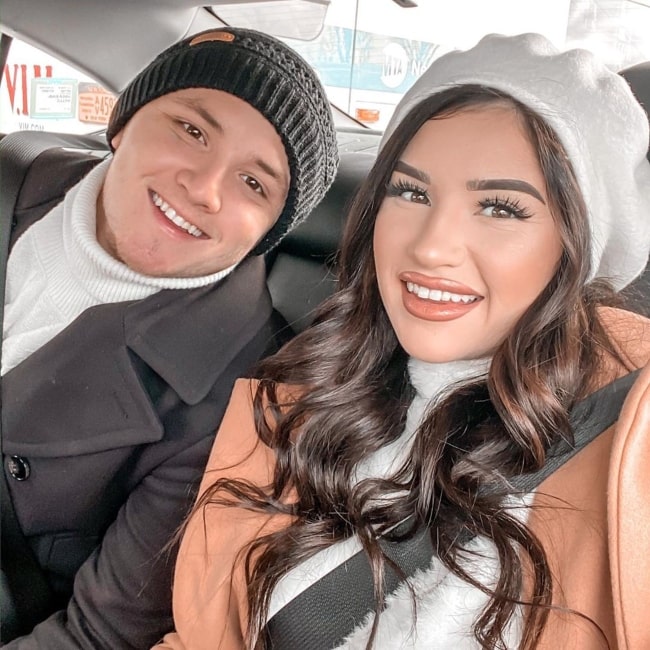 Amanda Peña as seen in a selfie taken with her husband Chris Peña in New York City in March 2020