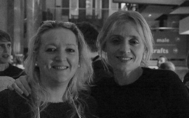 Anne-Marie Duff (Right) as seen while posing for a picture along with Ann-Marie Humphreys at the Manchester Royal Exchange Press Night for 'Husbands & Sons' in February 2016