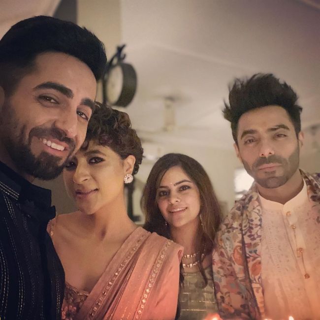 Aparshakti seen with his brother Ayushmann Khurrana, Tahira Kashyap, and wife Aakriti Ahuja in 2019