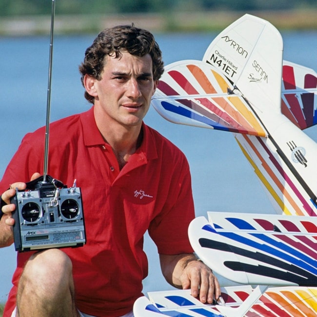 Ayrton Senna as seen in picture while partaking in his favorite hobby, aeromodelism in the past