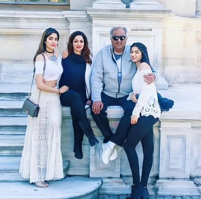 Boney Kapoor with his wife and their daughters as seen in the past