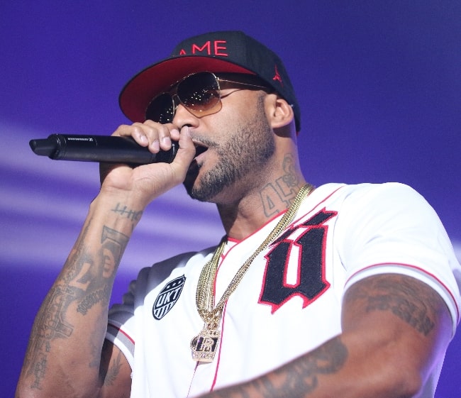 Booba as seen during a concert at the Rockhal in Esch-sur-Alzette, Luxembourg on ​​March 15, 2014