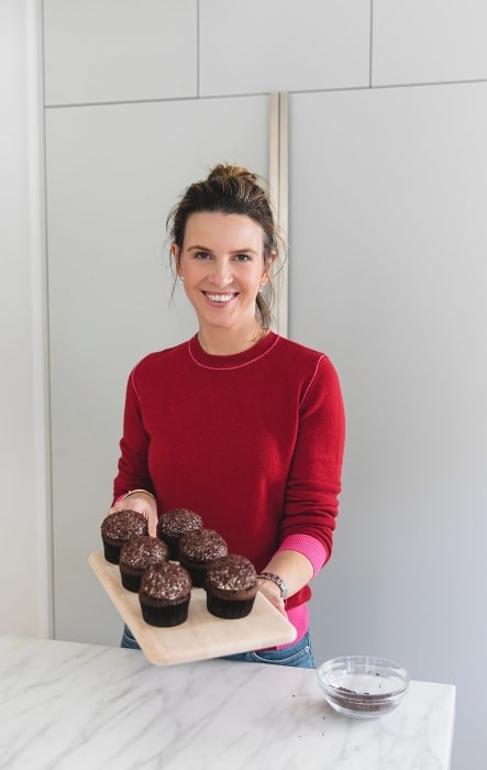 Candace Nelson as seen while posing for the camera with her cupcakes in Los Angeles, California in February 2020