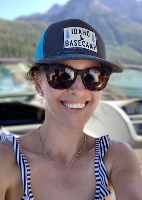 Candace Nelson as seen while taking a selfie at Redfish Lake located in the Sawtooth National Recreation Area in Idaho, United States in August 2019