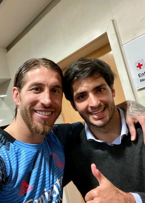 Carlos Sainz Jr. (Right) and Sergio Ramos in a selfie in March 2020