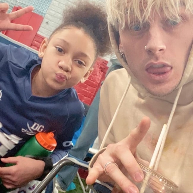 Casie Colson Baker as seen in a selfie taken with her father Machine Gun Kelly in the past