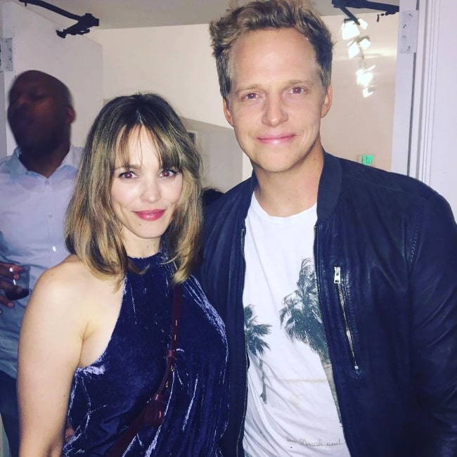 Chris Geere as seen while posing for a picture alongside Rachel McAdams in Los Angeles, California in September 2018