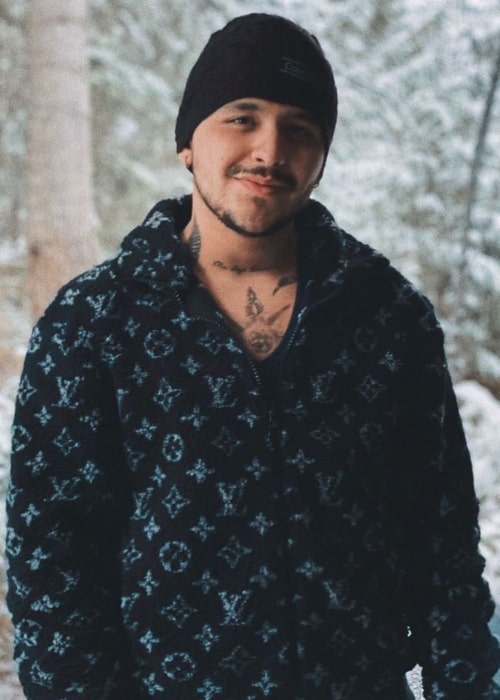 Christian Nodal as seen while posing for a picture in Whistler, Canada in December 2019
