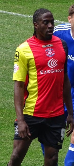 Clayton Donaldson while playing for Birmingham City against Cardiff City at Cardiff City Stadium on May 7, 2016