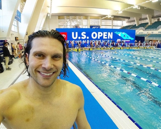 Cody Miller on the sidelines of the US Open Championships in December 2019