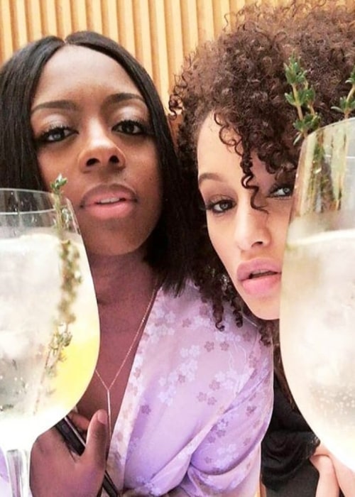 Elarica Johnson as seen in a picture taken with her friend, actress, voiceactor, and writer Toniche Wallace in February 2018