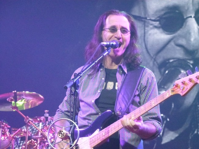 Geddy Lee as seen while performing during an event in October 2012